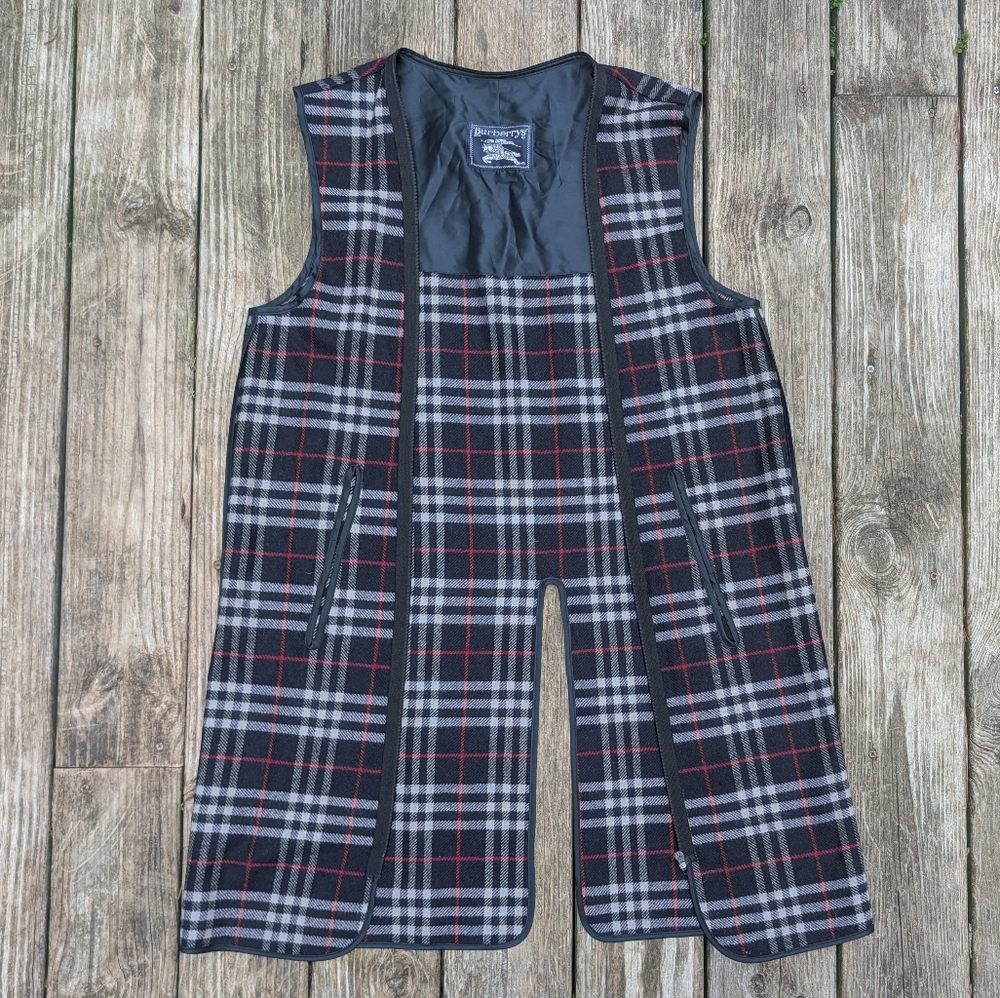 Burberry Nova Check 100% Wool Fabric Trench Coat Liner In Navy, Red